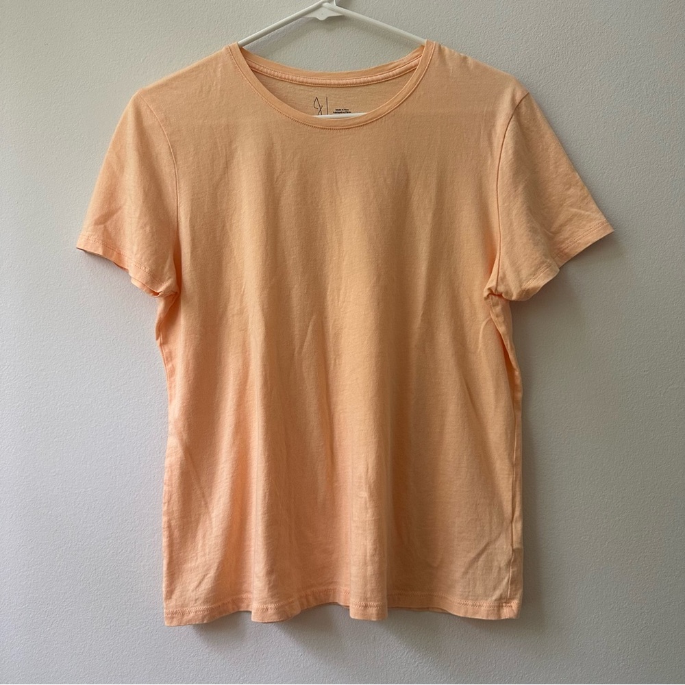 Joie Orange Short Sleeve Basic T-Shirt Size Large Cotton Lyocell Blend